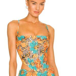 miaou v corset top in parisian floral orange